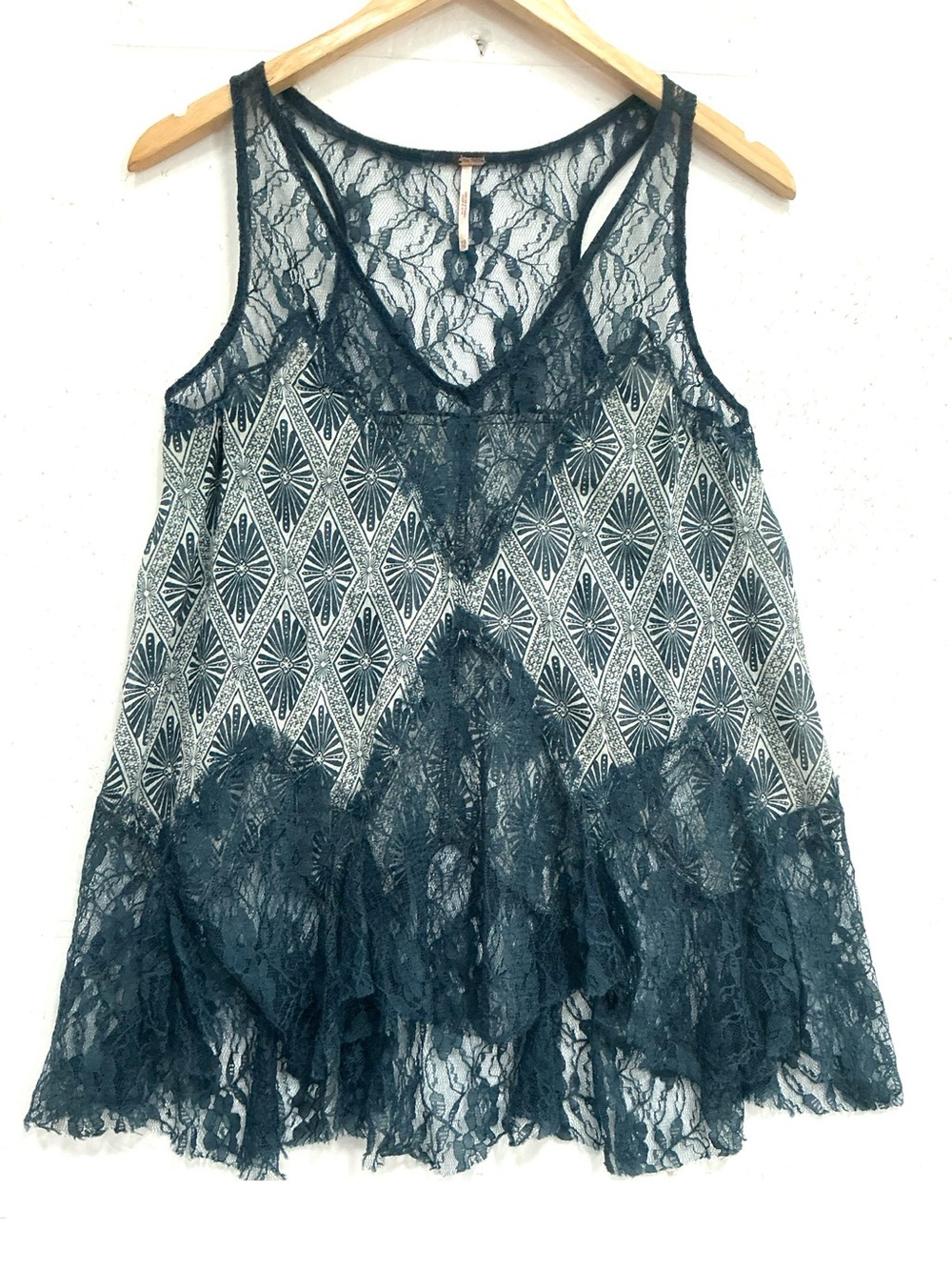 Free People sapphire lace combo sleeveless top XS